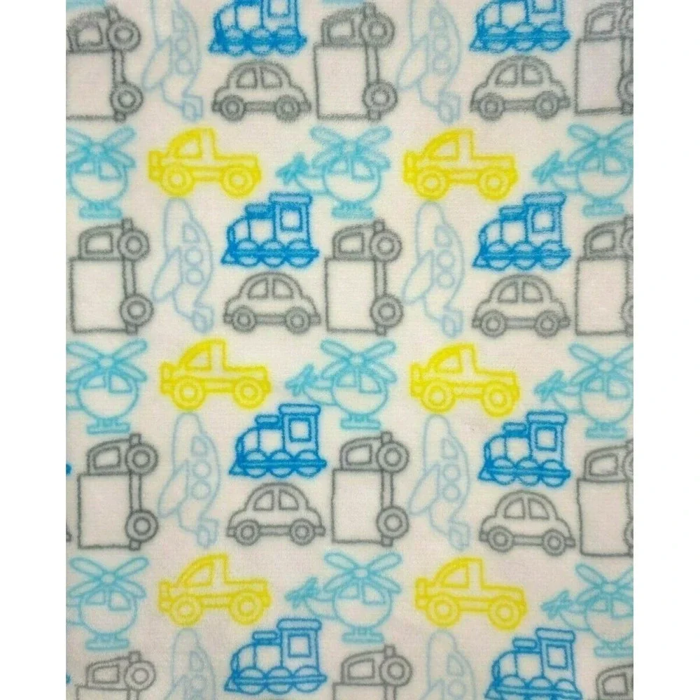 Cudlie Truck Car Train Transportation Baby Blanket Lovey Yellow Blue Gray White
